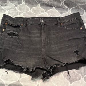 American Eagle Outfitters Black Ripped Jean Shorts